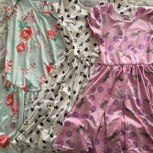 Lot of three DotDotSmile Dresses-size 7. Rare horse and carriage. Very good cond